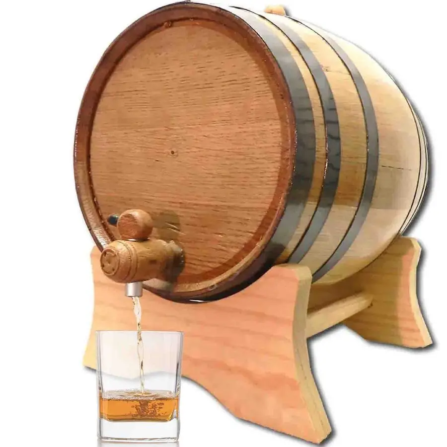 

Gallon Oak Aging Barrel with Stand, Bung and Spigot Wooden Whiskey Barrel Wine Barrel 20 Liter For The Home Brewer, Distiller, W
