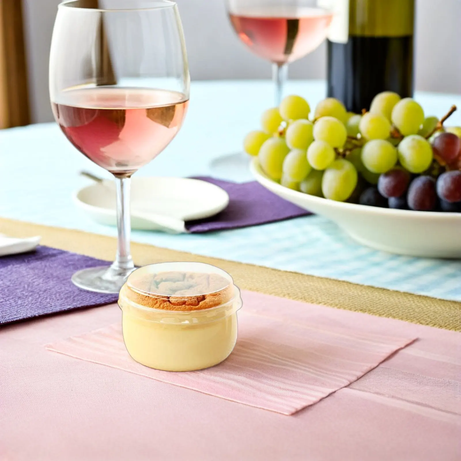 

DIY Cake Cup 50 Sets Reusable Dessert Containers Pudding Beaker for Baking High Temperature Resistant Food Grade with Lid