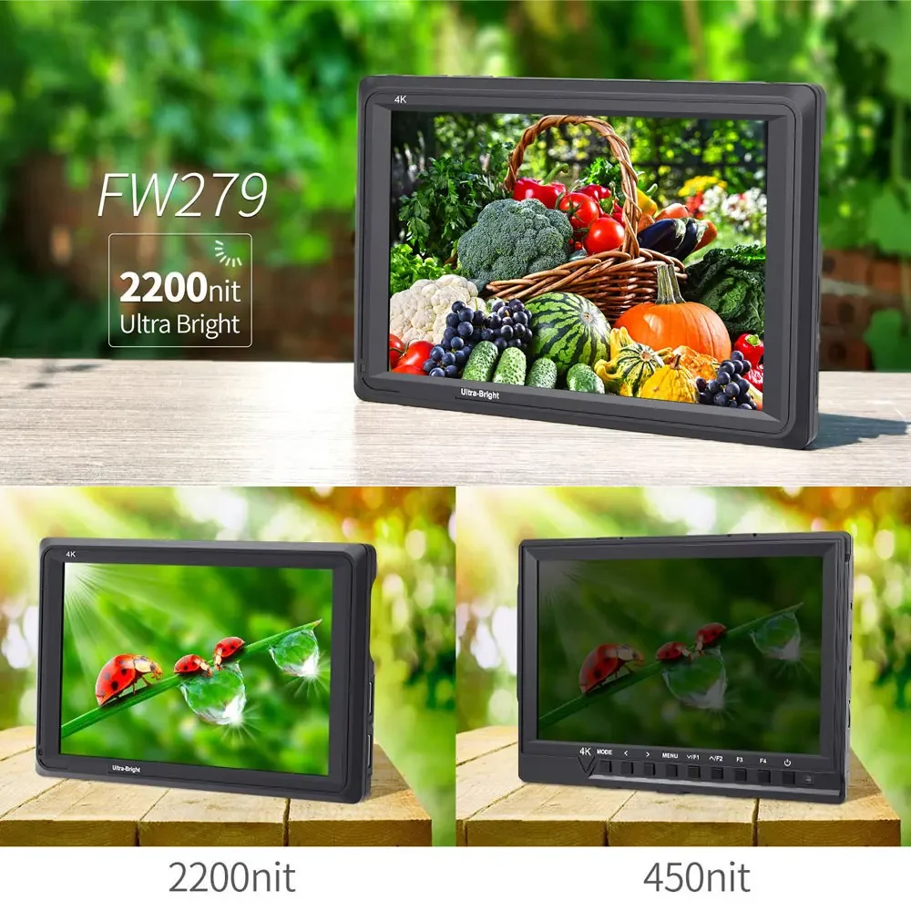 كاميرا Feelworld FW279 7 بوصة IPS 2200nits DSLR مراقب ميداني 4K HDMI FHD 1920x1200 LCD لـ Zhiyun Weebill Stablizer Shooting Vi