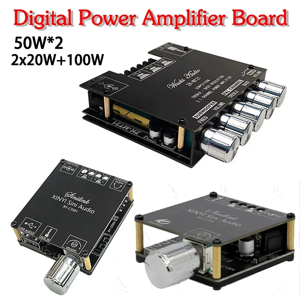 ZK-MT21 2x50W+100W 2.1 Channel Bluetooth 5.0 Subwoofer Digital Power Amplifier Board AUX 12V 24V Audio Stereo Bass Amp for Home