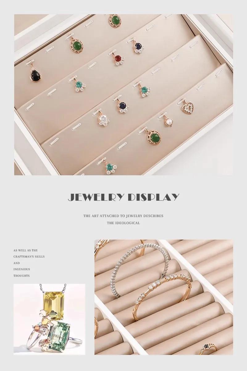 PU Leather Jewelry Display Tray for Drawer Counter Top Pendant Earrings Necklace Ring Organizer Bracelet Holder Storage Showcase