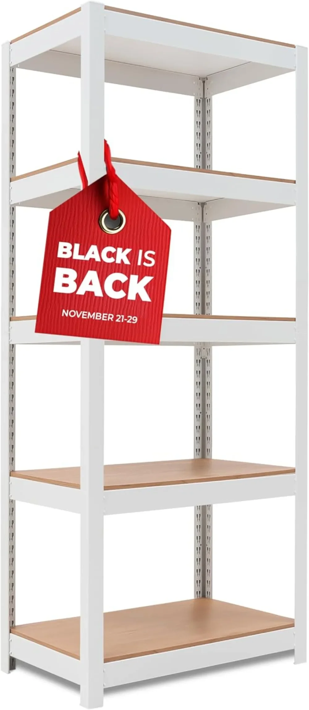 

House 5 Tier 24.1" W Laminated Metal Shelving Unit Adjustable Storage Utility Rack Heavy Duty Shelves Pantry Closet 1 Pack