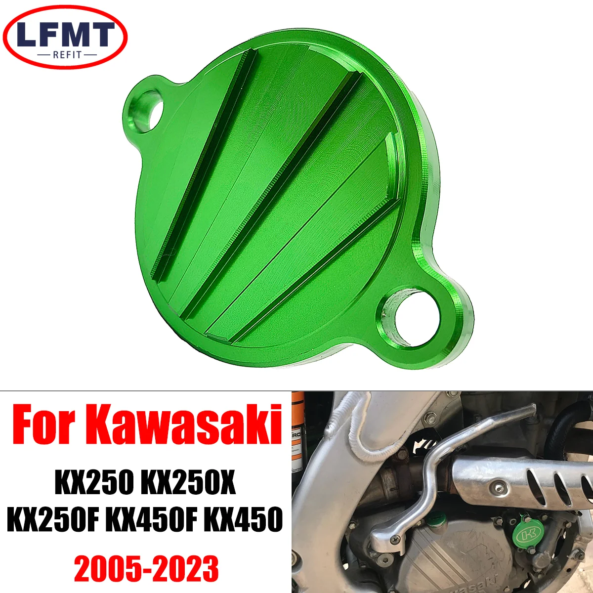 

For Kawasaki KX250 KX250X KX250F KX450F KX450 KX 250 250X 250F 450F 450 2005-2023 Dirt bike CNC Billet Oil Filteer Covers parts