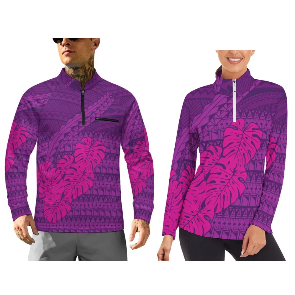 Fiji Tribal Pattern Long-Sleeved Sportswear For Couples Comfortable Long-Sleeved Sportswear With Customizable Patterns