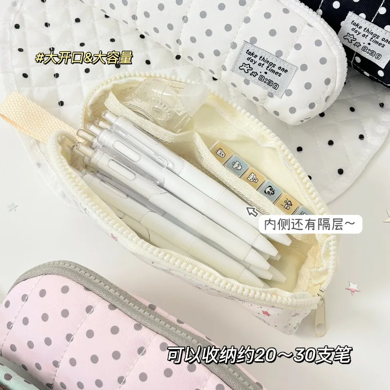 Polka Dot Pencil Case Fresh High Aesthetic Multi‑purpose Stationery Pouch Pencil Box for Kids  Back To School Pencil Pouch