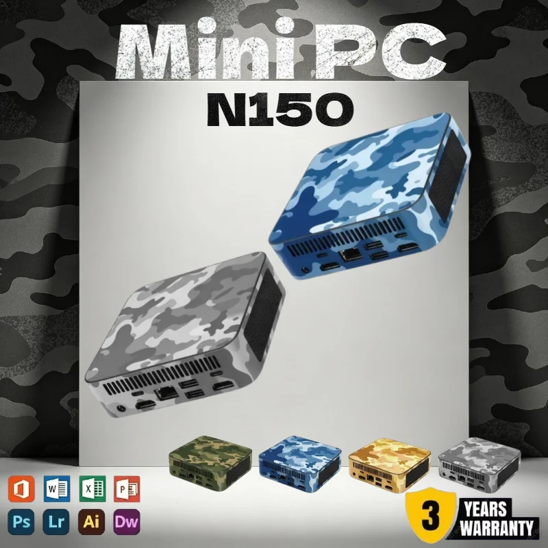 Mini PC Camouflage Colors WiFi6 BT5.2 Wireless Mini PC 2026 Intel N150 16GB RAM 1TB 2TB SSD 4K Output Gaming Office Device