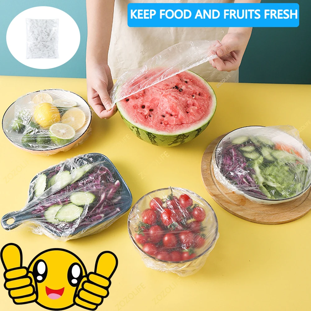 30-1500PCS Disposable Food Cover Plastic Wrap Food Lids Kitchen Refrigerato Food Fruit Preservation Bag Stretch Bowls Caps