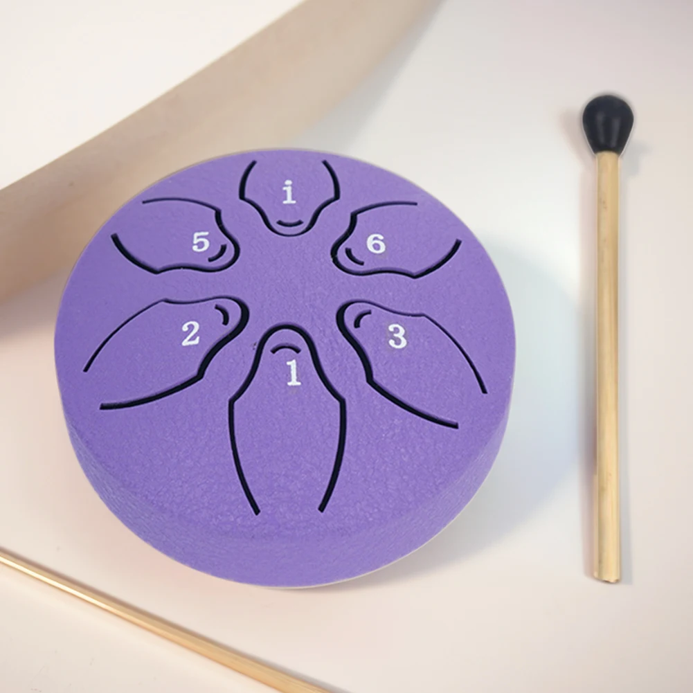 3 Inches 6 Notes Steel Tongue Drum Rain Drum Instrument Percussion Musical Instruments for Yoga Meditation Unique Gift