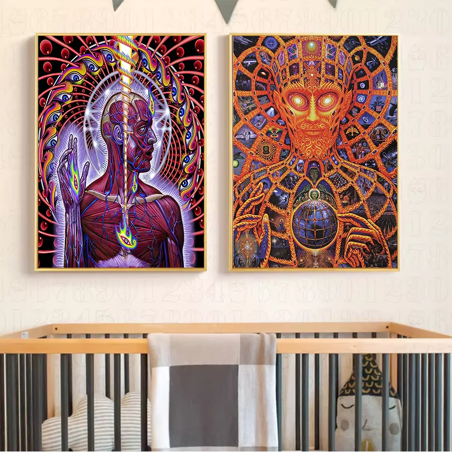 Frameless Canvas Painting Psychedelic Abstract Anatomical Pattern Wall Art Cosmic Home Decor Print