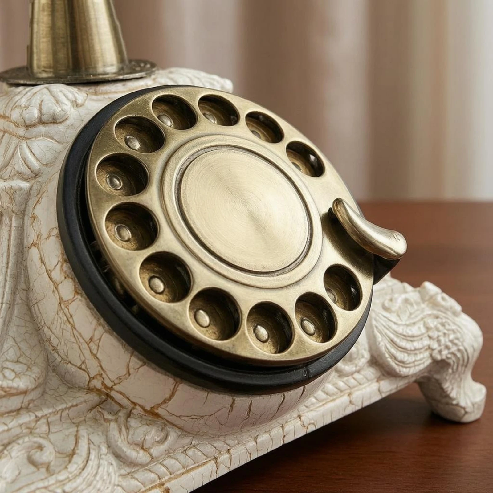 Vintage Tabletop Telephone No Batteries Needed Corded Rotary Telephone Ornate Retro Phone