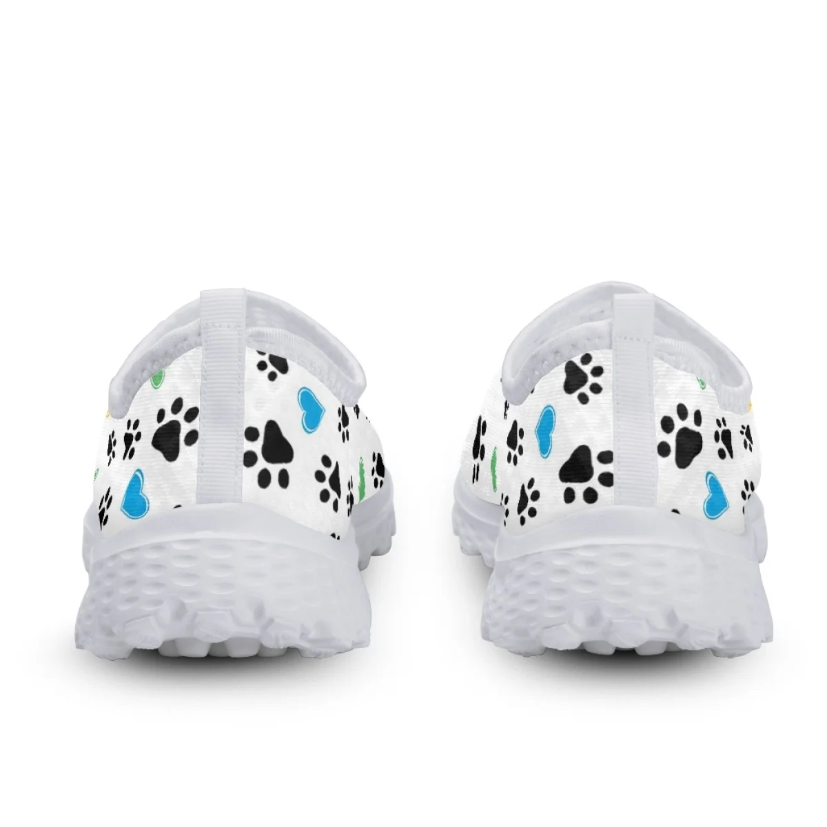 INSTANTARTS Colorful Dog Paw Print Love Ladies Cute Summer Outdoor Sneakers Casual Comfortable Flats Niche Mesh Walking Shoes