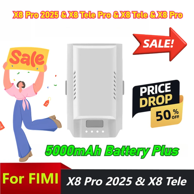 

5000mAh 47-Min Fly Original FIMI X8 Pro 2025/Tele Pro /Tele/X8 Pro Drone Intelligent Flight Battery Plus