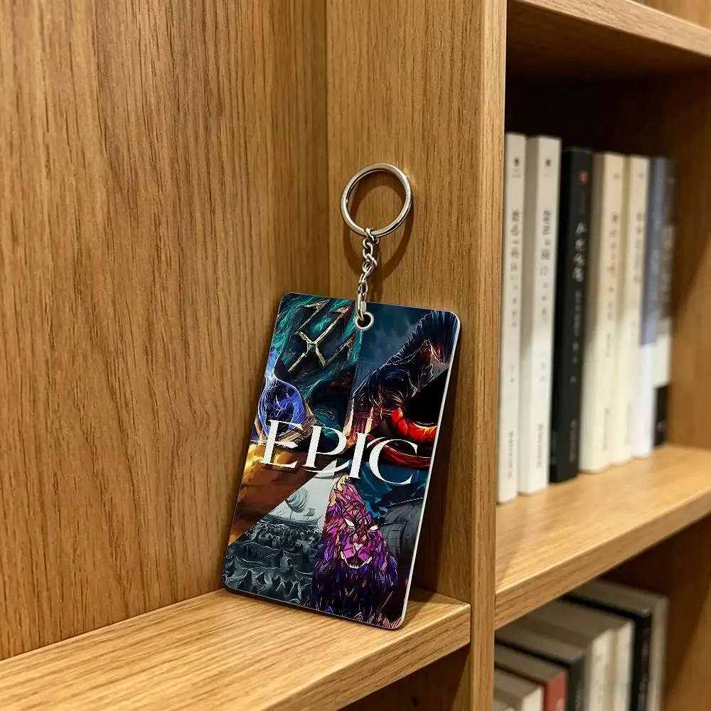 E-Epic The Hot Musical Card Case Leather Card Holder Keychain Key Ring Door Access Tags ID Card Case Keychain