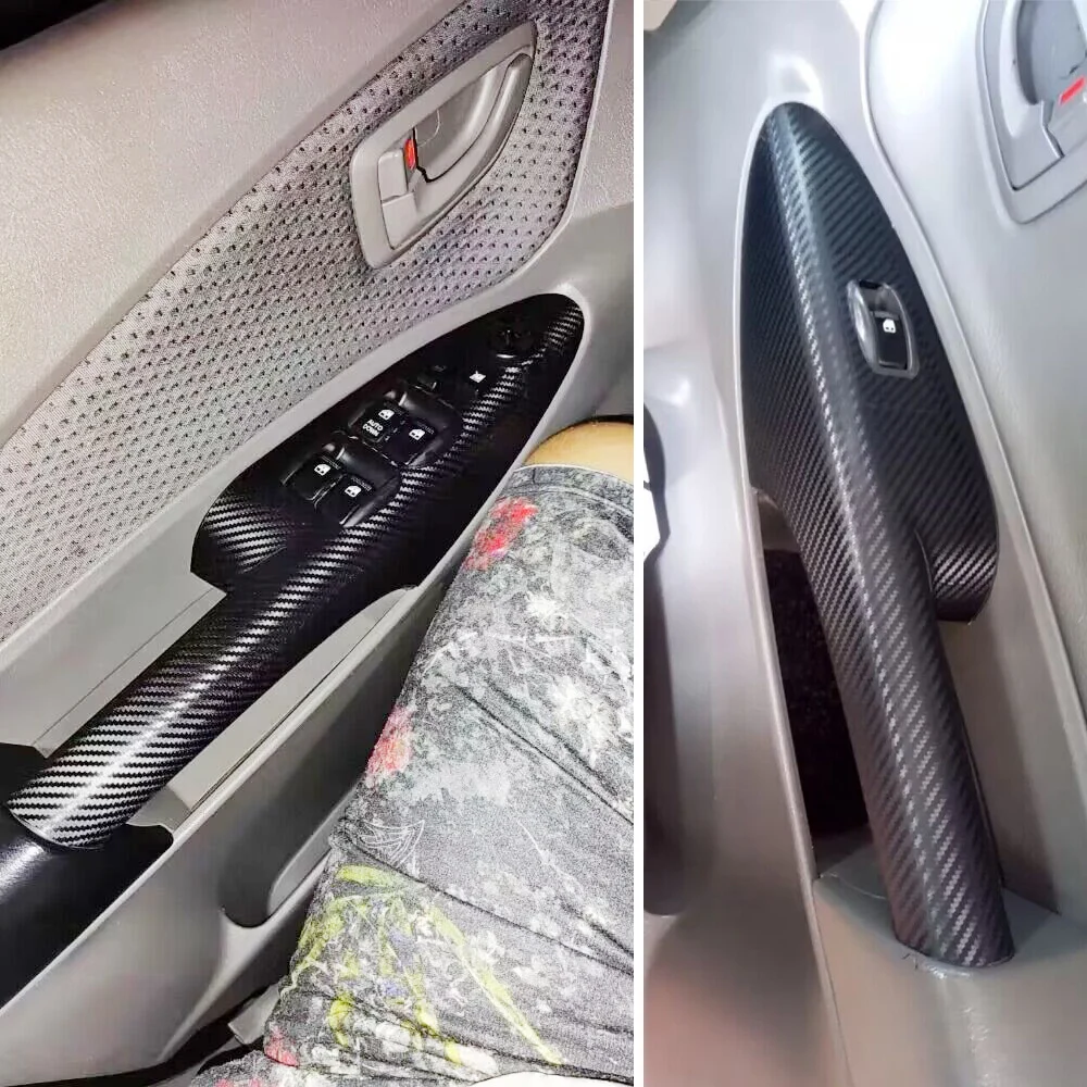 Car Styling Black Carbon Decal Car Window Lift Button Switch Panel Cover Trim Sticker 4 Pcs/Set For Hyundai Tucson 2005-2013