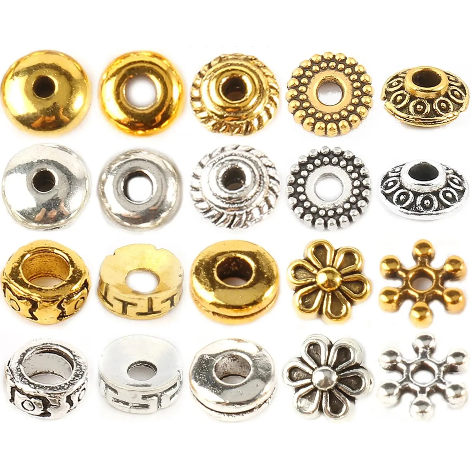 Gold Antique Silver Color Rondelle Metal Charm Beads Loose Spacer Beads For Jewelry Making DIY Charms Bracelets Accessories