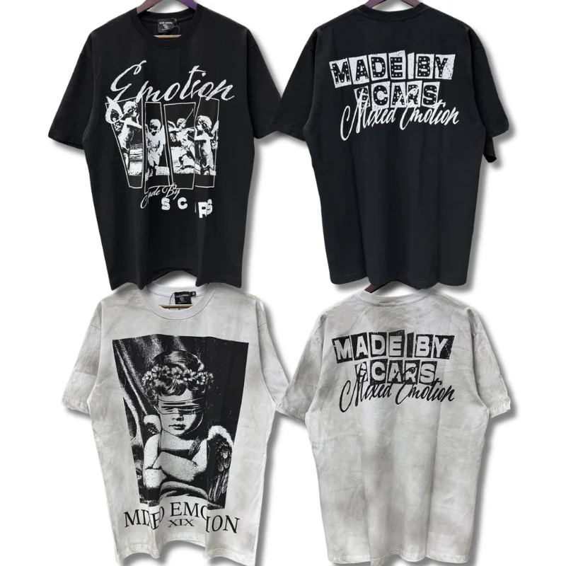 2026 Emotion Angel Short Sleeve T-shirt Hip Hop Women Men Vintage Cotton Gothic Top Tee