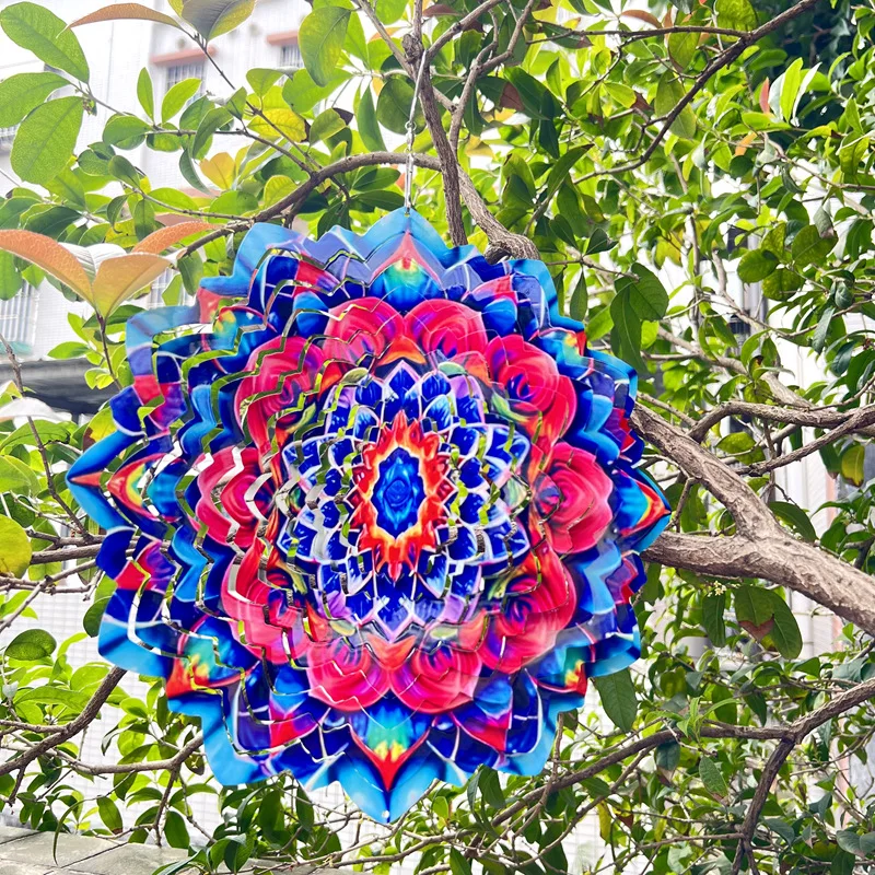

Stainless Steel Mandala Wind Spinner Outdoor Garden Decor Weather Resistant Metal Wind Chime for Yard Patio and Lawn Art