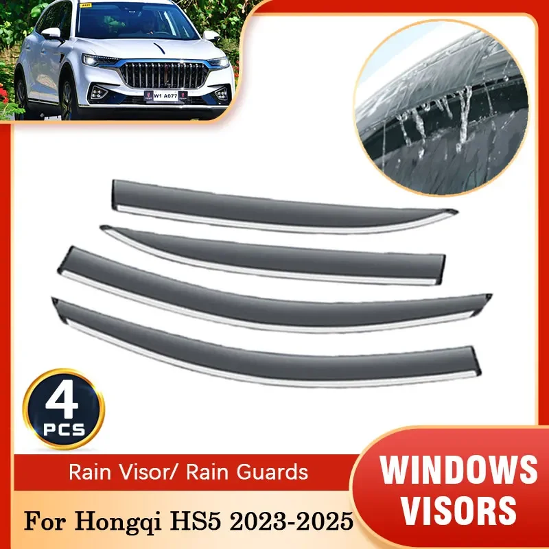 For Hongqi HS5 2023 2024 2025 Side Deflectors Guard Cover Sun Rain Sun Window Visors Wind Shield Shade Protector Car Accessories