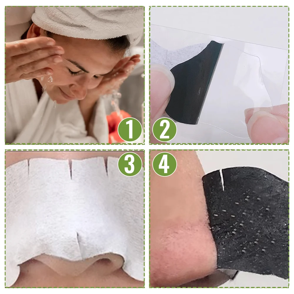 100-10pcs 대나무 숯 찢어지는 비강 마스크 페이스트는 블랙헤드와 코메돈을 신속하게 제거하고 상쾌한 코를 복원할 수 있습니다.