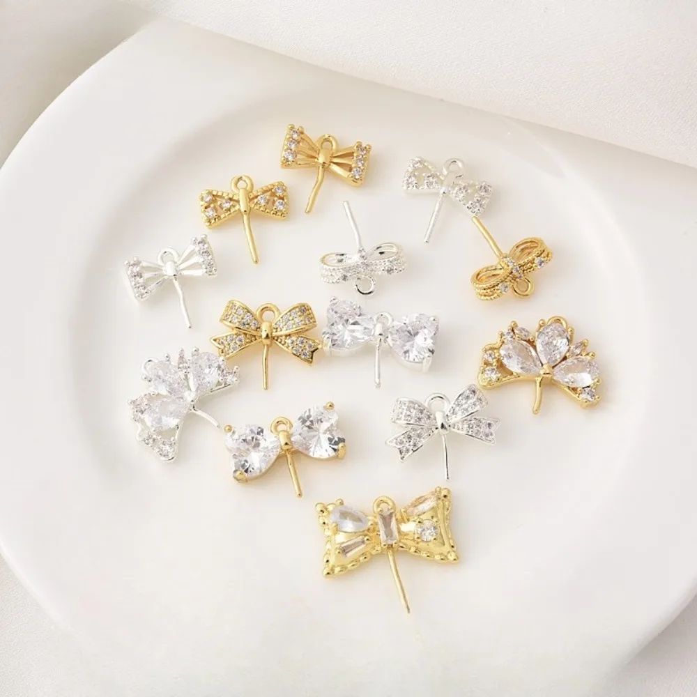 

Copper Plated 18K Gold Zircon Bow and Pearl Nails Diy Handmade Necklace Needle Bead Holder and Sheep Eye Needle Accessories