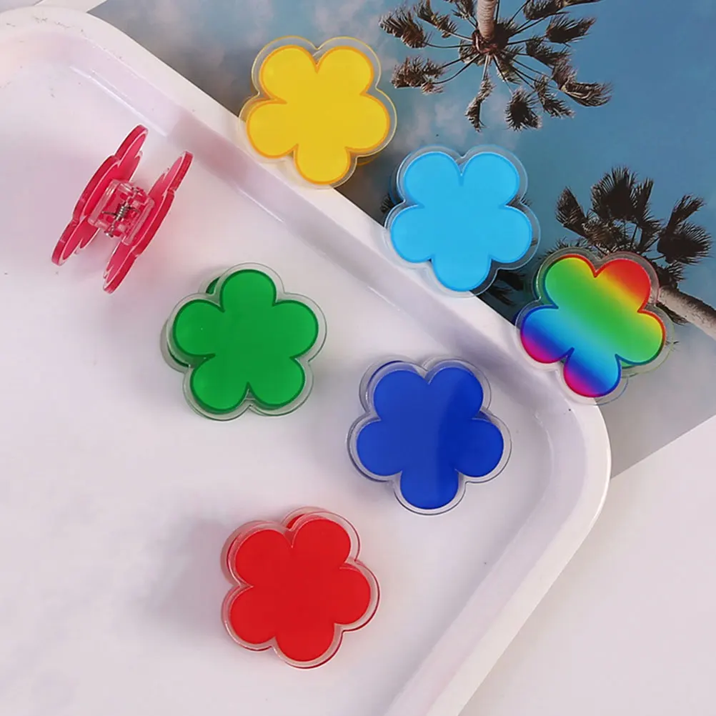 

7pcs Cute Flower Acrylic Clips Reusable Kitchen Bag Seals Food Sealing Clips Multifunctional Grip Fastening Tools For