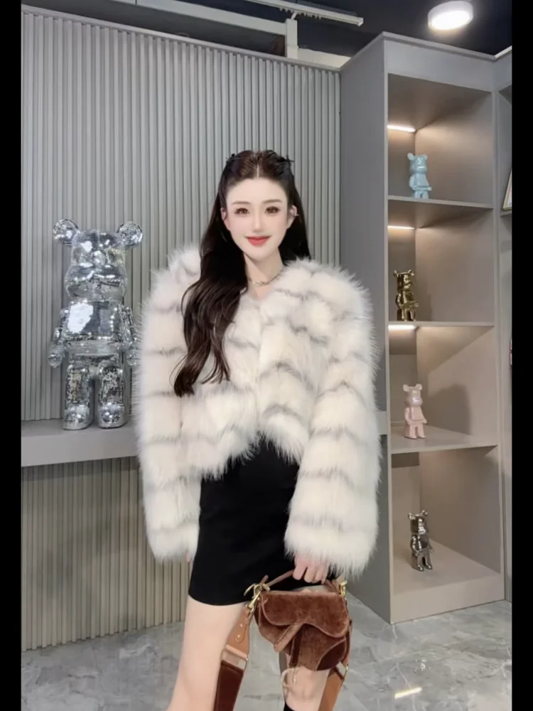Autumn Winter New Faux Wool Sheepskin Coat Women Short Style Imitation Lamb Fur Loose Fit Faux Fur Winter Coat Women
