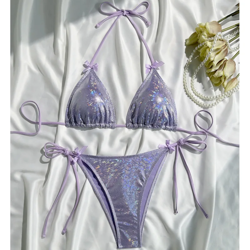 الترتر مثير البيكينيات 2026 النساء ملابس السباحة الإناث لملابس سباحة حريمي لباس سباحة البرازيلي مجموعة البكيني بحر بركة السباح