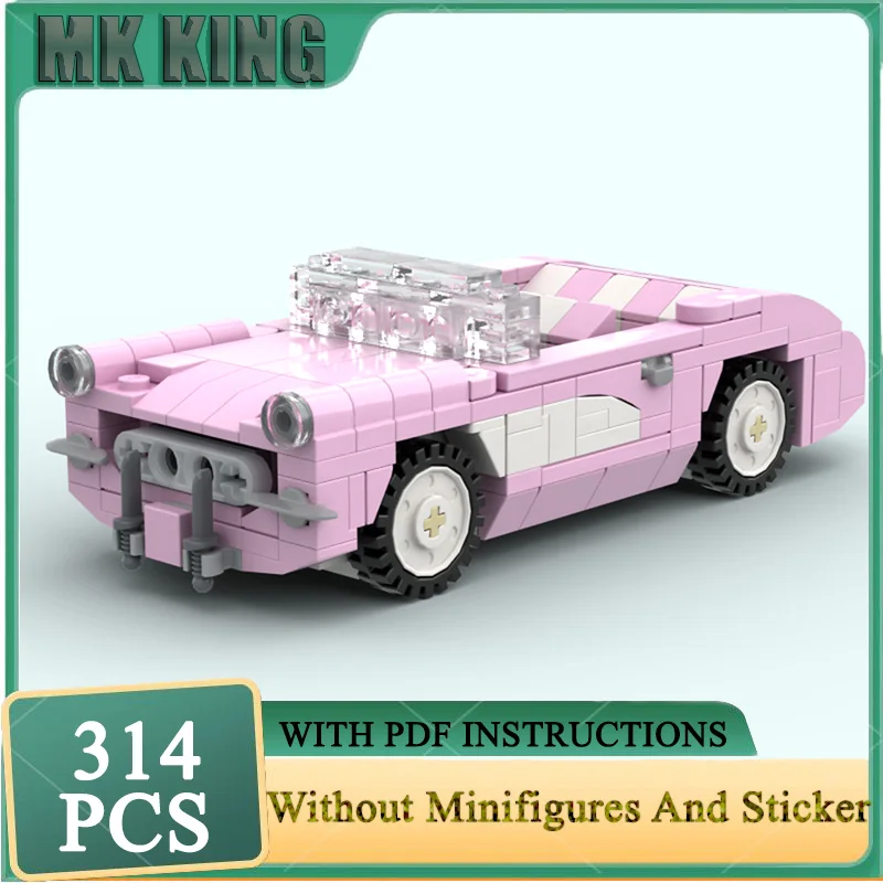 

City Car Model Moc Building Blocks Pink Sports Car Famous Movie Model Technology Bricks DIY Assembly Toys Construstion Gift