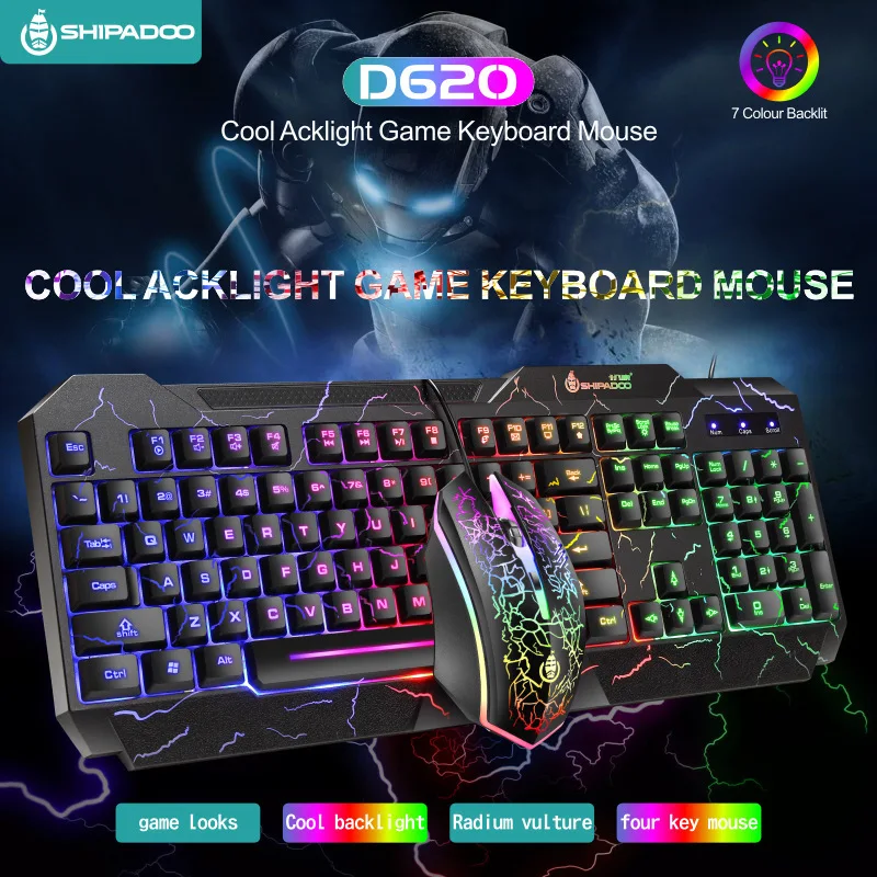 RGB Backlit Gaming Mechanical Touch Feel Wired Keyboard And Mouse Combo USB Ergonomic Design Gamer Keyboard And Mouse Set For PC