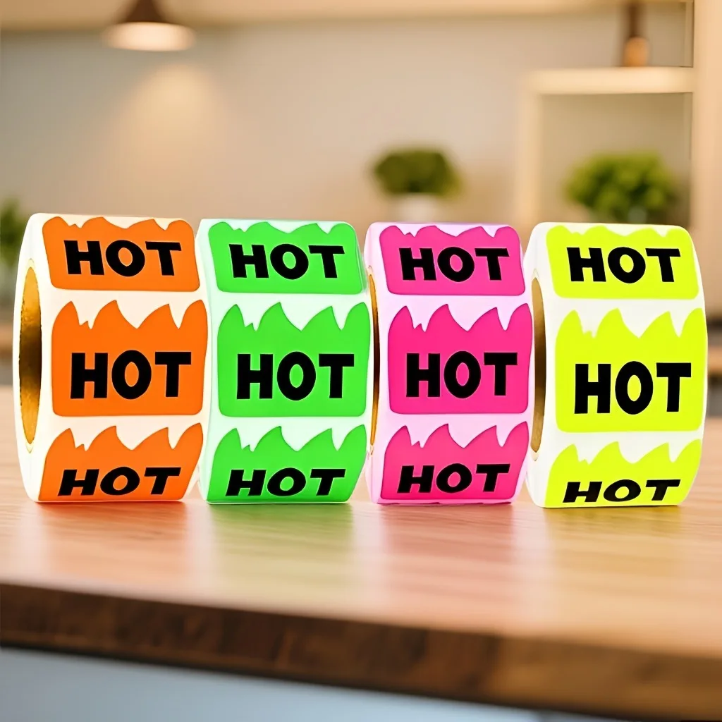 500 Pieces of 1.2*2inch /3* 5.1cm Irregular-Shaped Fluorescent Color Hot-Selling Product Stickers, Popular Product Labels for Convenience Stores and Supermarkets, Hot-Selling Product Stickers for Retail Stores, Hot-Selling Product Labels for Coffee and Milk Tea Personal Stores 