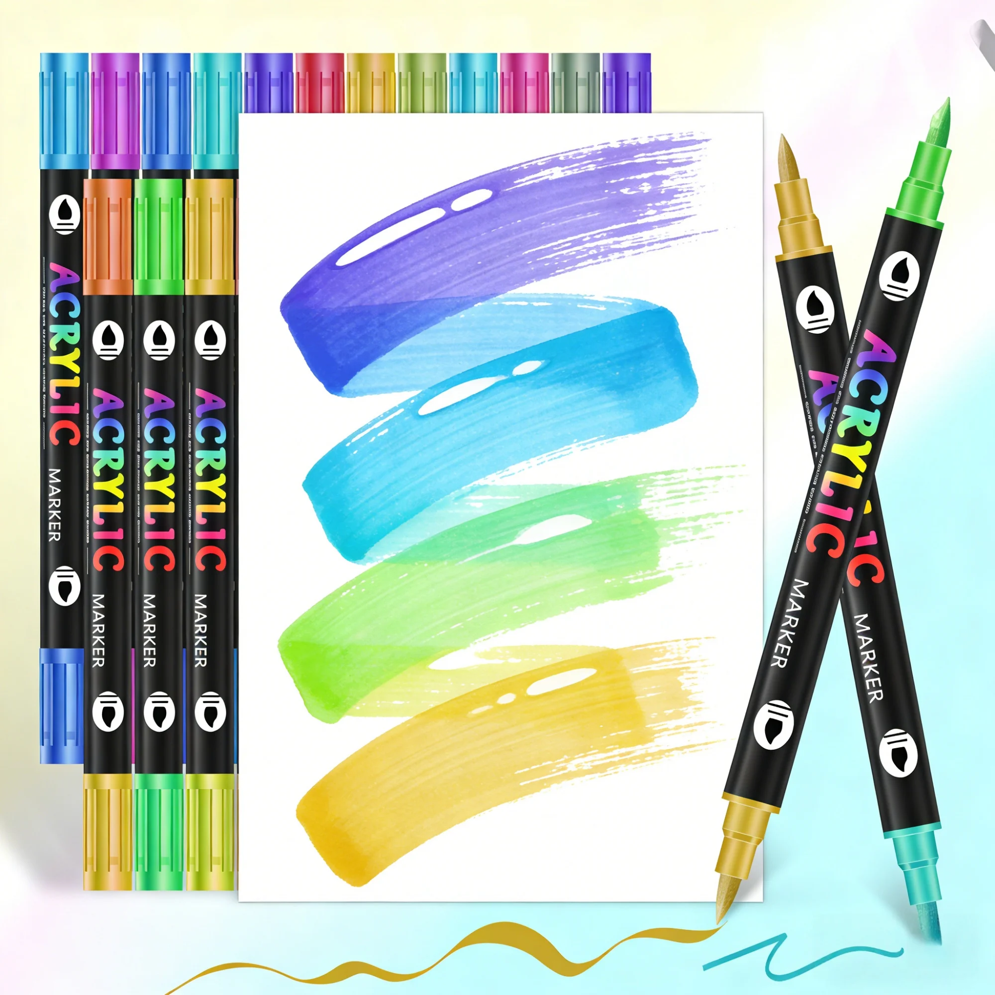 

Набор акриловых маркеров с двумя наконечниками (6/12 штук) (с мягким кистевым наконечником) — акриловые маркеры-краски, идеально подходят для календарей, ежедневников и изготовления открыток.