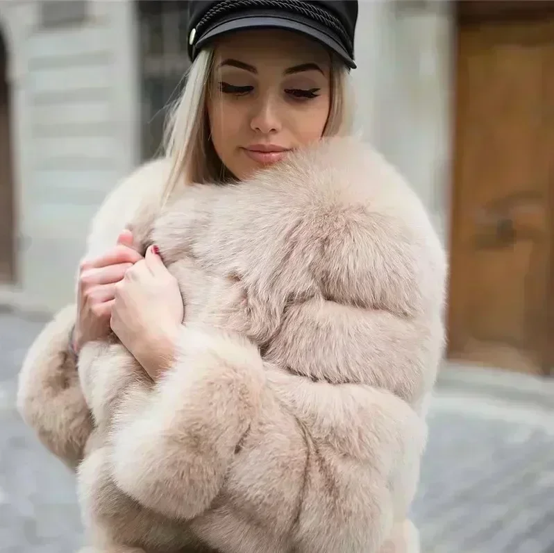 Women's Fashion faux fur coat super hot Autumn Winter women short Faux fox fur fluffy jacket high quality 5xl Ladies furry coats