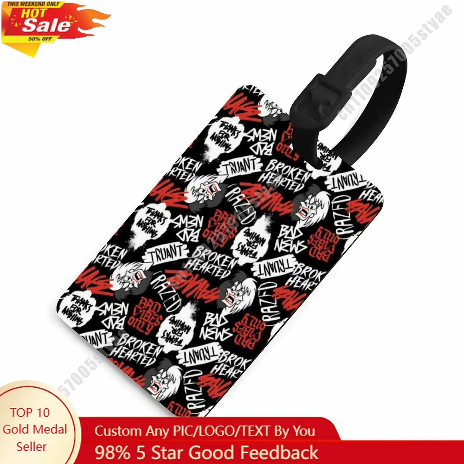 

Cruella De Vil Luggage Tags Disney Personalized Customized Your Name Phone Number Address Anti Loss Travel Wearable Pendant