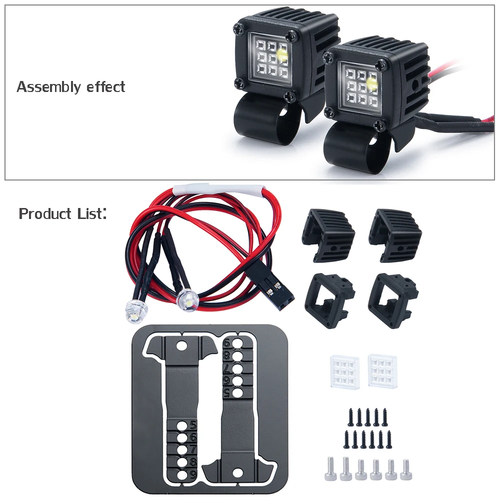 YEAHRUN LED-Leuchten Scheinwerfer Scheinwerfer für TRX-4 TRX6 Axial SCX10 Wraith SCX24 1/10 1/24 RC Auto LKW Dekoration Teile