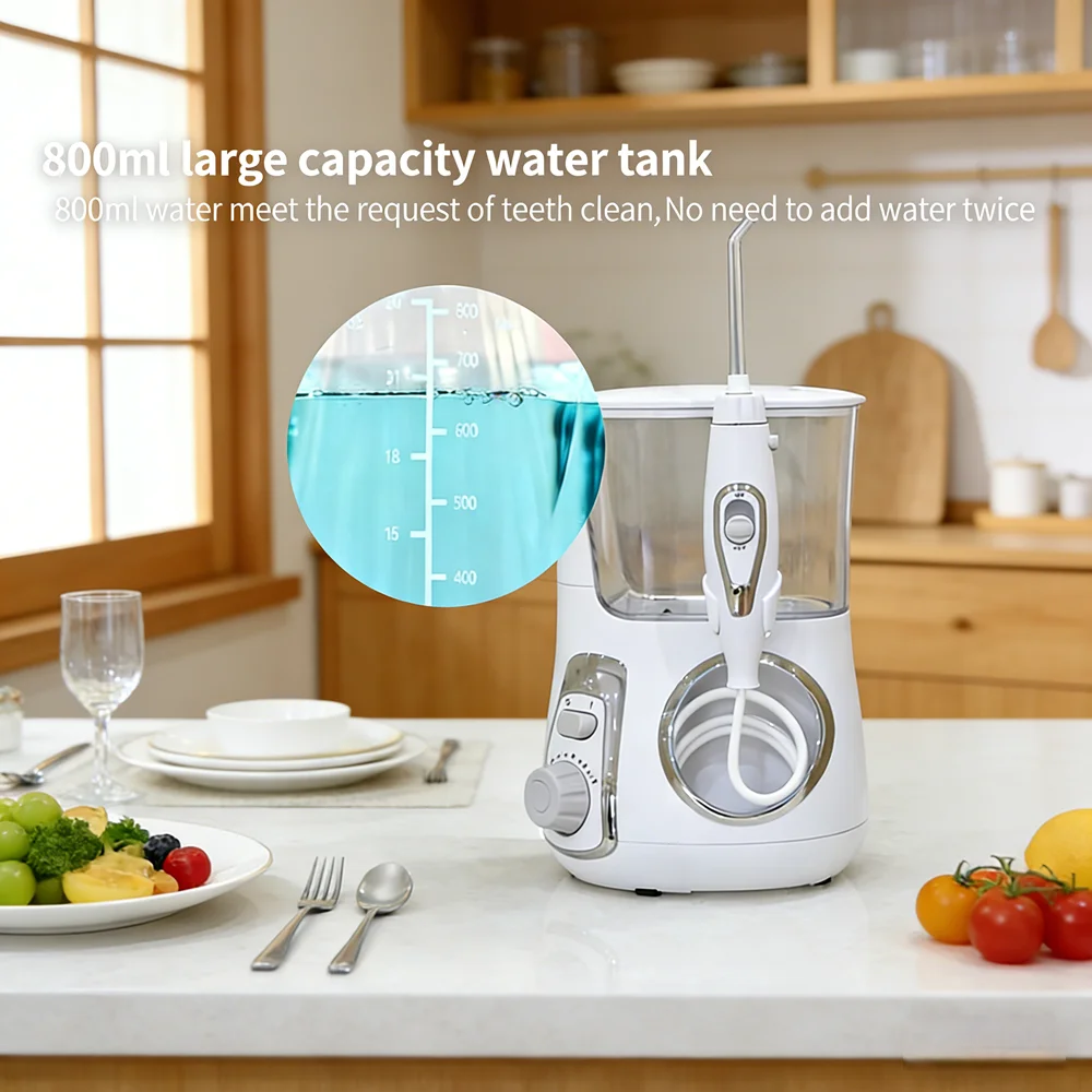 

Электрический ирригатор для полости рта на 800 мл с 10 режимами, 5 насадок, настольный, профессиональный инструмент для домашнего ухода за зубами