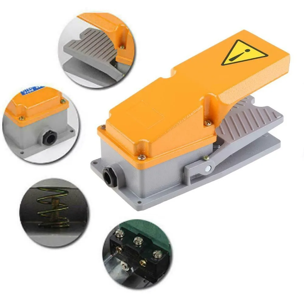 

Aluminum Foot Pedal Switch 15A SPDT with IP62 Protection for Machine Tools Non Slip Design Silver Alloy Contacts