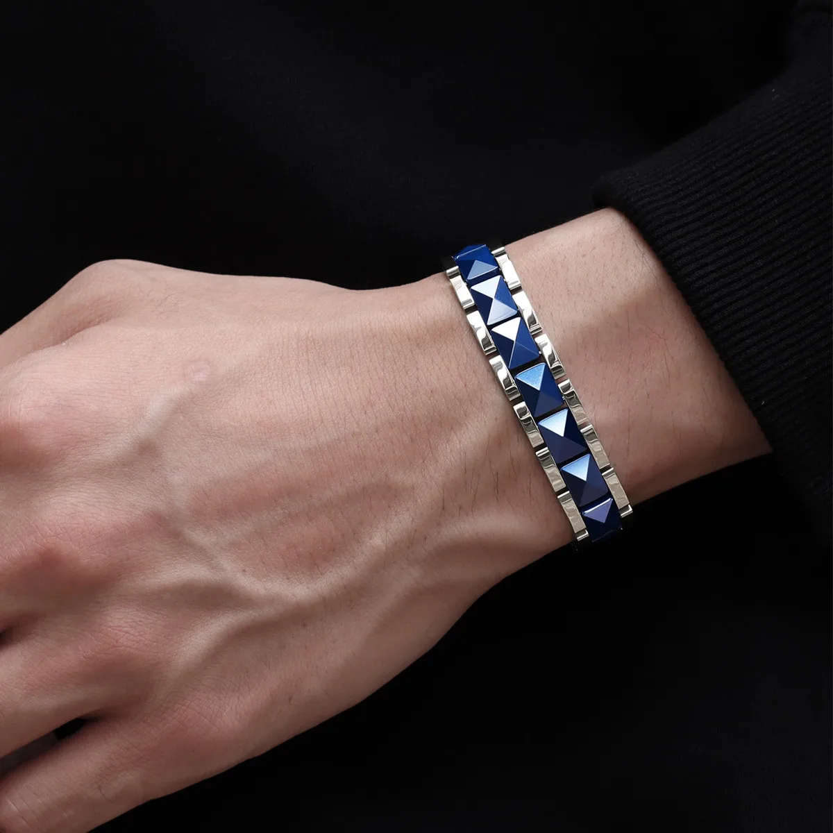 ARADOO Premium Ceramic Titanium Steel Bracelet for Men Women with Hematite Magnetic Therapy Wristband Jewelry Gifts