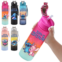 Disney Lilo Stitch Plastic Straw Water Cup Sports Water Bottle Outdoor 750Ml Large Capacity High Value Camping Drinking Tools