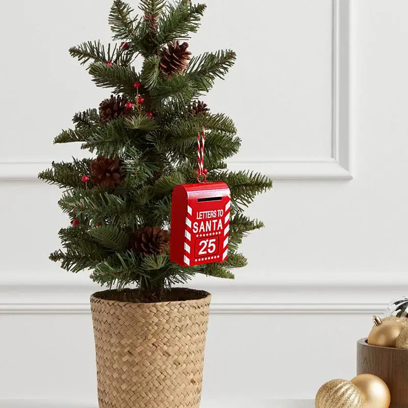 Adorno de buzón para árbol de Navidad, colgante de buzón pequeño, decoraciones para árboles de Navidad, caja de letras, adornos colgantes