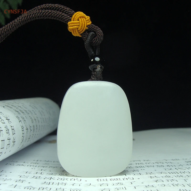 CYNSFJA New Real Rare Certified Natural Hetian Mutton-fat Nephrite Unisex Lucky Amulet Lotus Jade Pendant Hand Carved Bless Gift