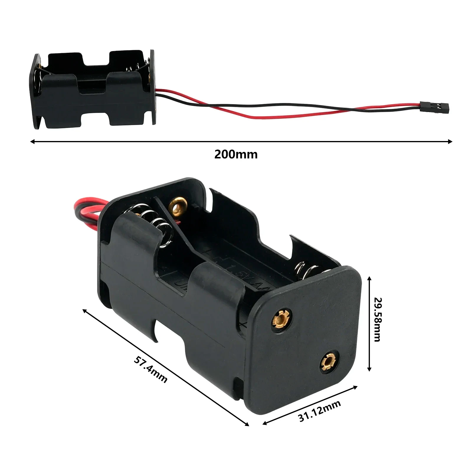 1/2/4PCS AA Battery Holder Case JR Connector Cable for Servo Tester 6V Battery Box (need 4 Cell 1.5V AA Battery, not included)