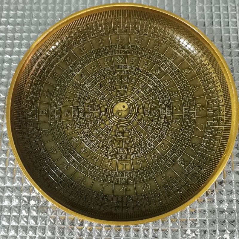 Brass Qianlong Plate Collection Antique Emperor's Ornament Home Decor Craft