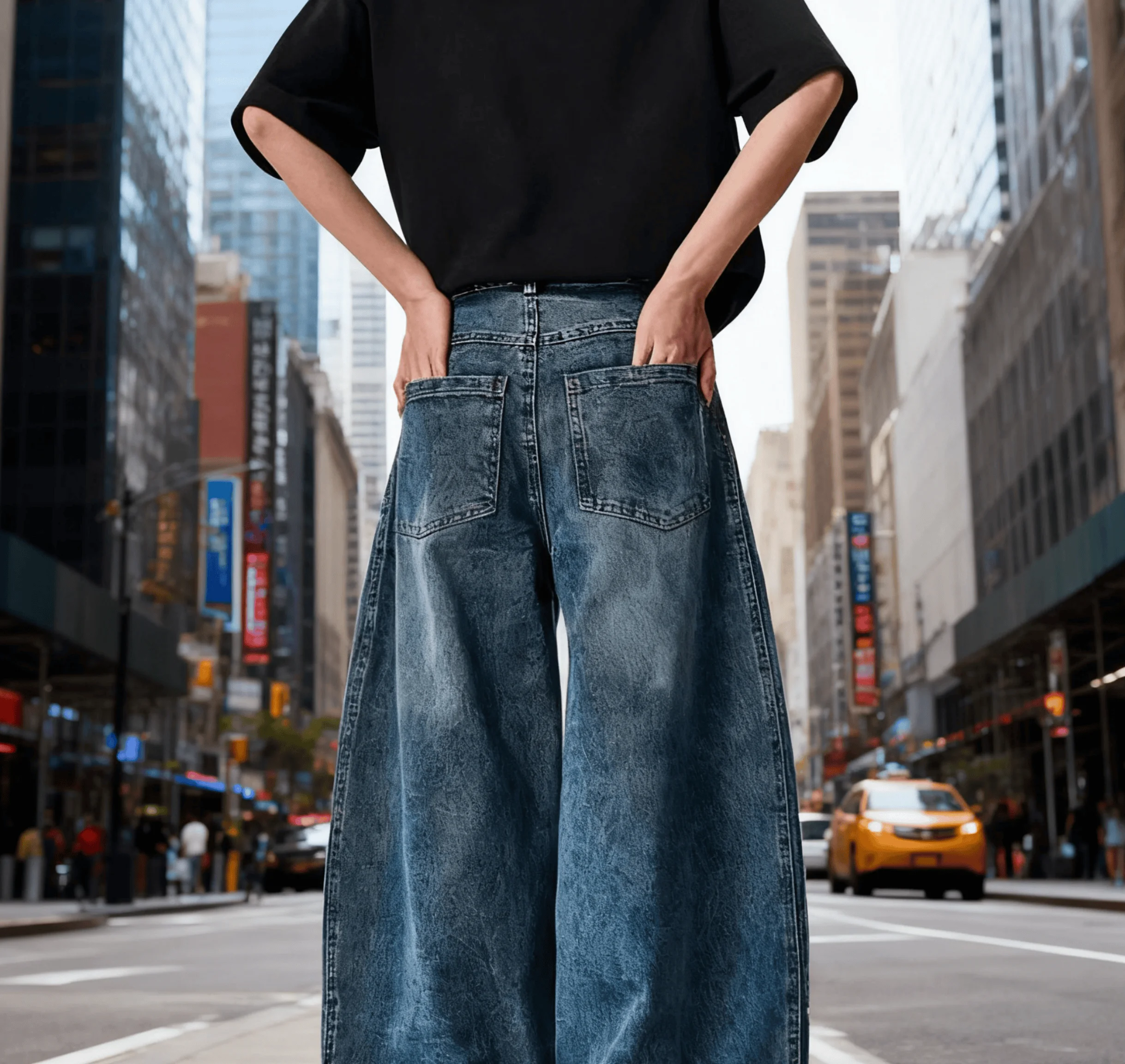 جينز نسائي واسع الساق عتيق Y2K إعادة بناء مخصص متعثرة شريطية من قماش الدنيم سروال عصري مريح مناسب