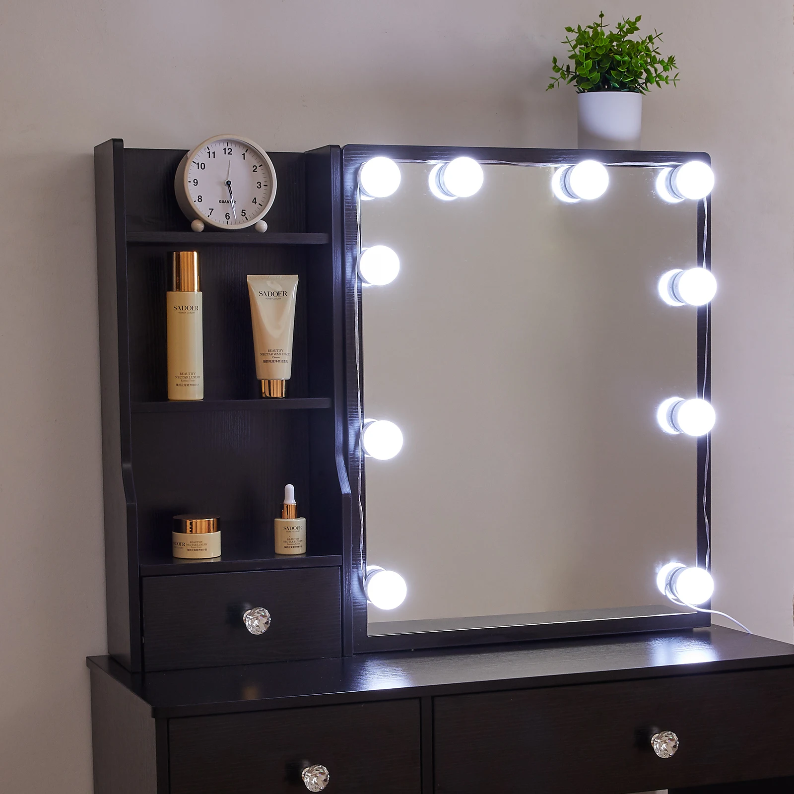 طاولة مكياج LED سوداء غير لامع - مراجعة Home Office Guest Room وسعره