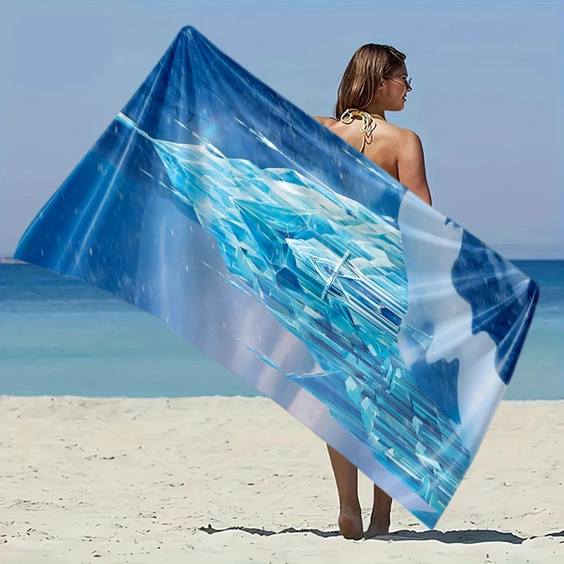 

Ice Castle FrozenTheme Beach Towel Elastic Great for Beach PoolTravel Party Swimming QuickDry Fiber Lightweight Fabric Easy Fold