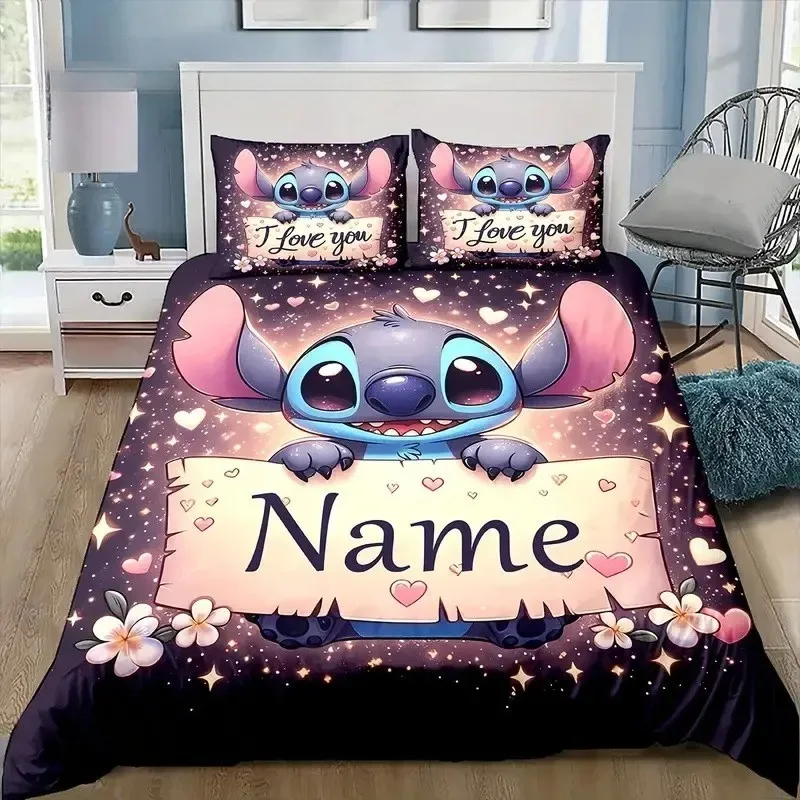 Housse de couette personnalisable avec 1/2 taies d'oreiller, ensemble de literie avec nom personnalisé, pour femmes, enfants et adolescents