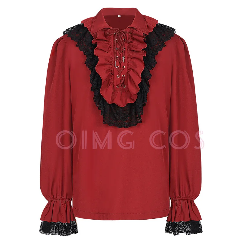 ヴァンパイアルネッサンスシャツビクトリア朝時代のスチームパンクラッフルトップコスプレ男性衣装