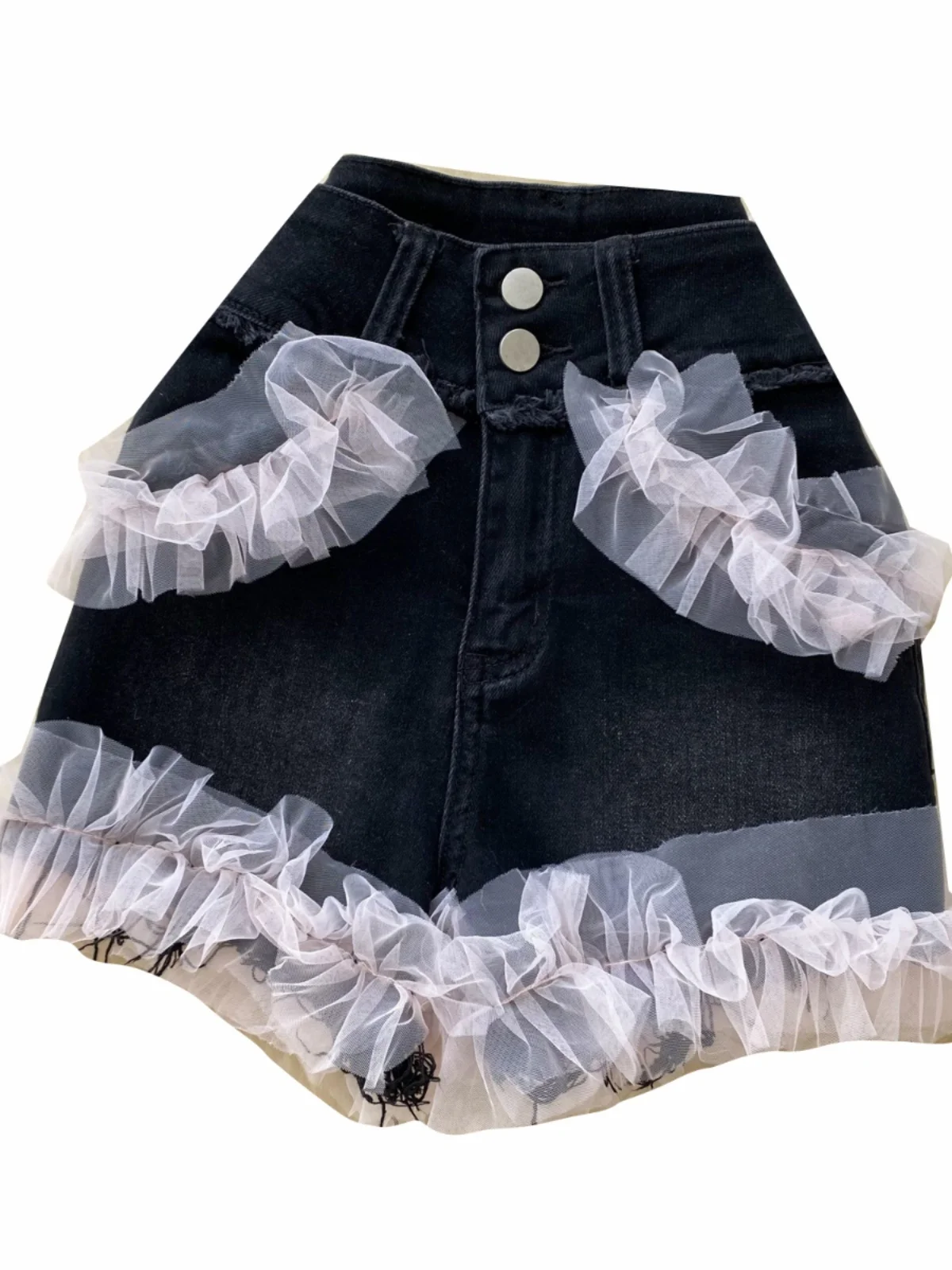 

American Sle Spicy Girl High Waist ort orts Women's Jeans Wrap around Slimming Design 3D Lace Hot Pants