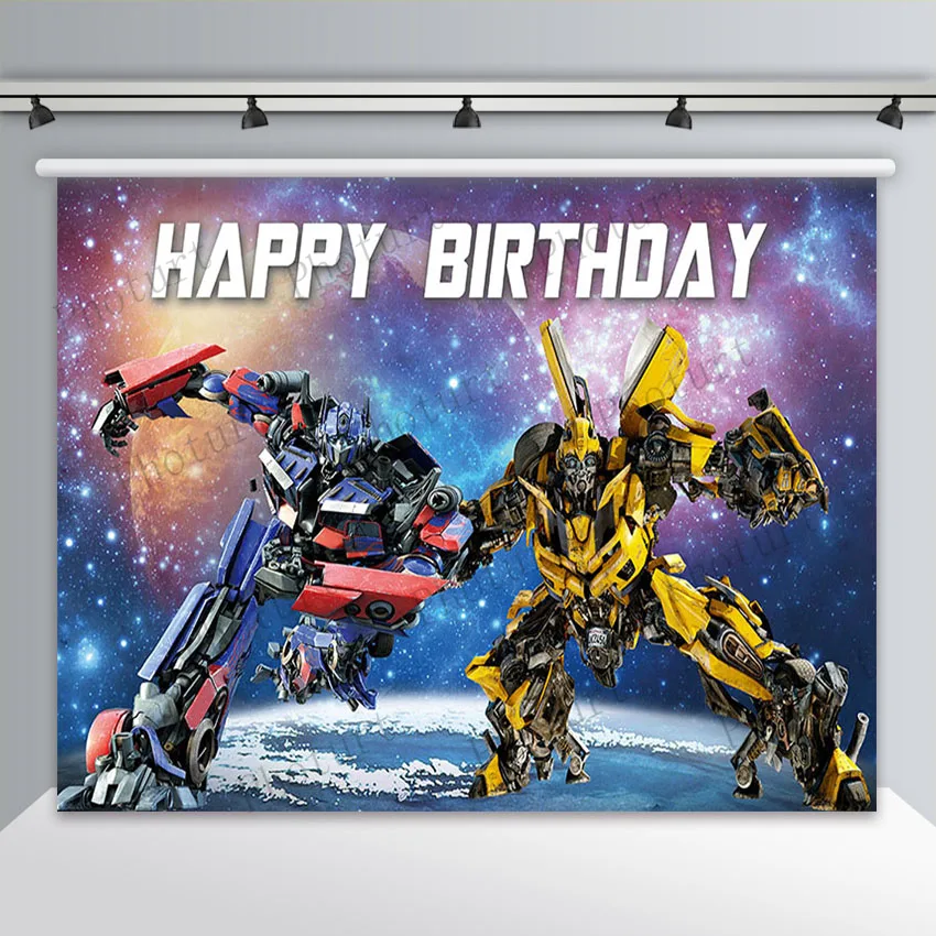 Disney Transformer Bumblebee Backdrop Kids Birthday Party Background Vinyl Polyester Photography Banner Decoration Props