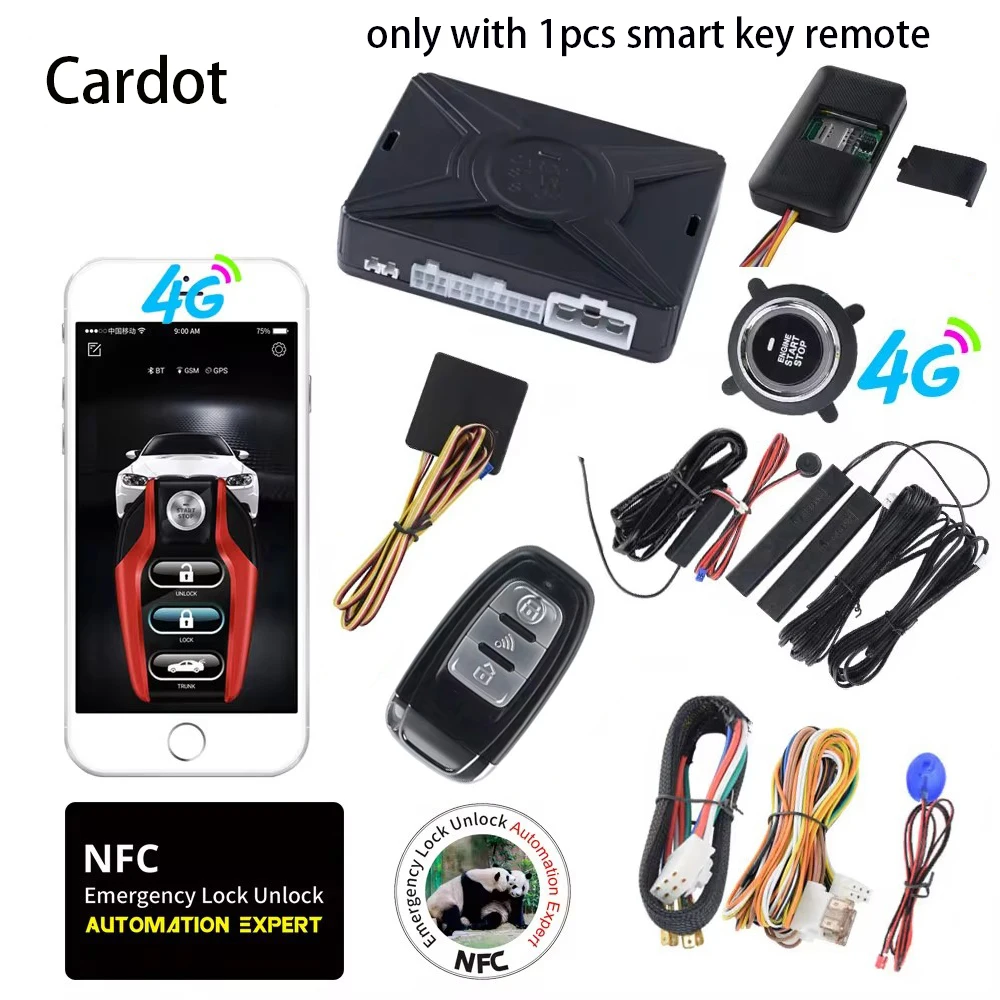 Cardot NFC lock unlock  PKE Key FOB Remote Engine Start Stop Keyless Entry Central Lock Smart Car Alarm